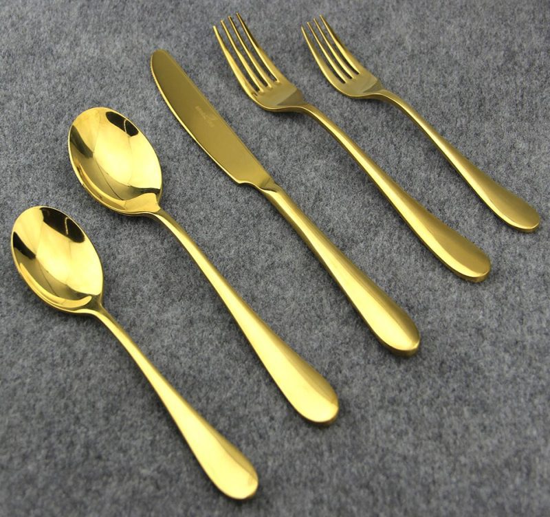 En stock 100 Sets de alta calidad oro rosa real negro utensilio de acero inoxidable Set tenedor cuchillo cuchillos cubiertos vajilla A través de DHL
