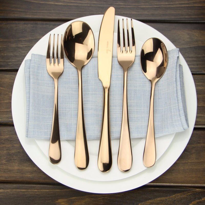 En stock 100 Sets de alta calidad oro rosa real negro utensilio de acero inoxidable Set tenedor cuchillo cuchillos cubiertos vajilla A través de DHL