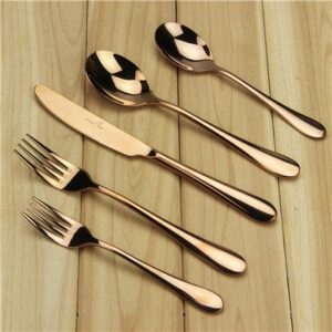 En stock 100 Sets de alta calidad oro rosa real negro utensilio de acero inoxidable Set tenedor cuchillo cuchillos cubiertos vajilla A través de DHL
