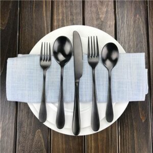 En stock 100 Sets de alta calidad oro rosa real negro utensilio de acero inoxidable Set tenedor cuchillo cuchillos cubiertos vajilla A través de DHL