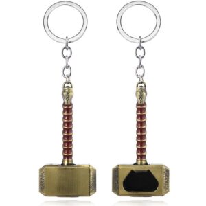RJ New 20 Pcs/Lot Avengers 3 Thor Axe Hammer Keychains Bronze Silver Mjolnir Infinity War Men Women Keyring Cosplay Jewelry
