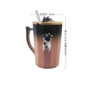 Kubek Ceramiczny - Z Drewnianą Pokrywką - Idealny do Kawy Lub Herbaty