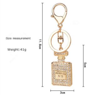 Brelok perfumy z cyrkoniami w kształcie flakonu na złotym kółku - zdjęcie 6