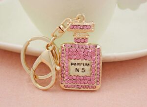 Brelok perfumy z cyrkoniami w kształcie flakonu na złotym kółku - zdjęcie 7