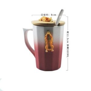 Kubek Ceramiczny - Z Drewnianą Pokrywką - Idealny do Kawy Lub Herbaty