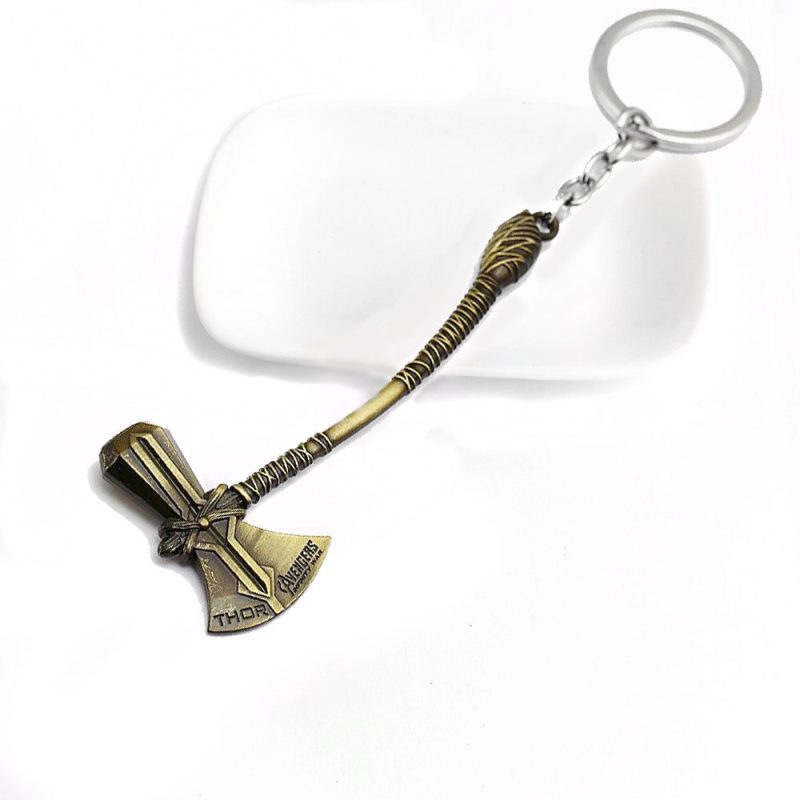 RJ New 20 Pcs/Lot Avengers 3 Thor Axe Hammer Keychains Bronze Silver Mjolnir Infinity War Men Women Keyring Cosplay Jewelry