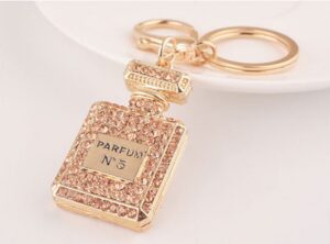 Brelok perfumy z cyrkoniami w kształcie flakonu na złotym kółku - zdjęcie 8
