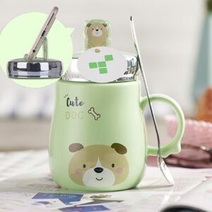 Kubek Ceramiczny Z Pokrywką i Łyżeczką - Idealny Do Szkoły - Biura - 500 ML