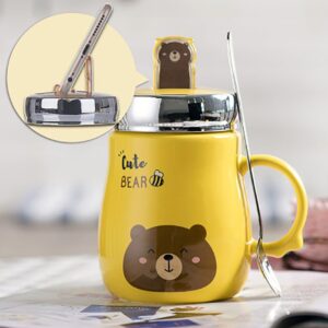 Kubek Ceramiczny Z Pokrywką i Łyżeczką - Idealny Do Szkoły - Biura - 500 ML