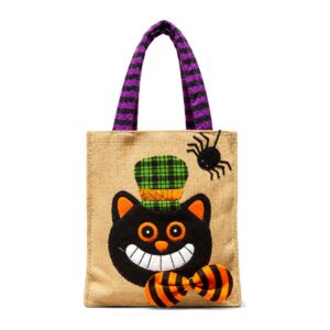 Torba Na Prezenty W Halloween - Beżowa Z Fioletowymi Uszami Kotek