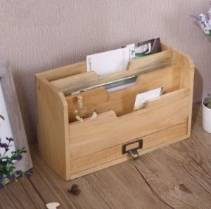 Kreatywny Drewniany  Pojemnik - Organizer Na Biurko