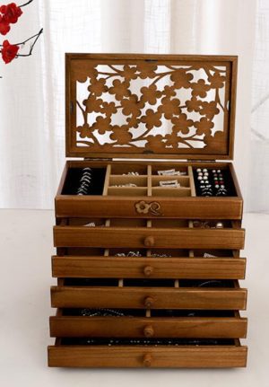 Drewniany Organizer - Szkatułka Na Biżuterię - RETRO