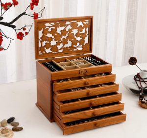 Drewniany Organizer - Szkatułka Na Biżuterię - RETRO