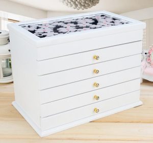 Drewniany Organizer - Szkatułka Na Biżuterię - RETRO