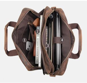 Torba Męska - Laptop - Business Styl Vintage - Podróżna (Brązowy)
