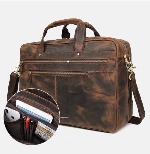 Torba Męska - Laptop - Business Styl Vintage - Podróżna (Brązowy)