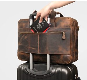 Torba Męska - Laptop - Business Styl Vintage - Podróżna (Brązowy)