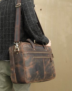 Torba Męska - Laptop - Business Styl Vintage - Podróżna (Brązowy)