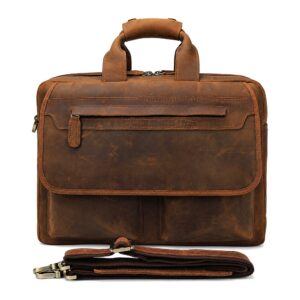 Torba Męska W Stylu Vintage -  Na Laptopa - Duża Pojemność - Skóra (Brązowy)