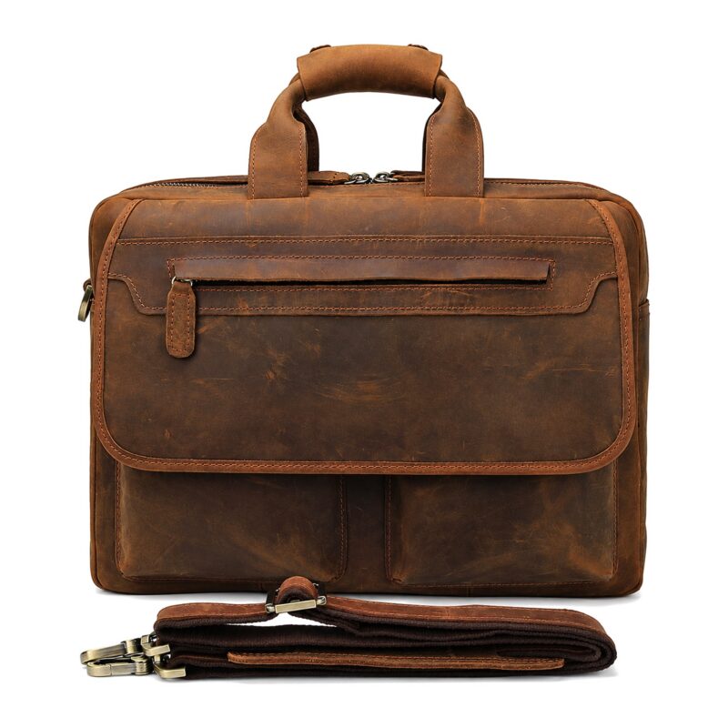 Torba Męska W Stylu Vintage -  Na Laptopa - Duża Pojemność - Skóra (Brązowy)
