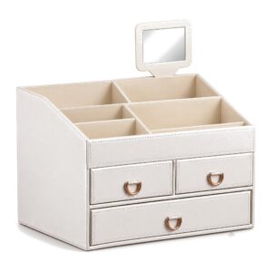 Skórzany Organizer Na Biżuterię - Z Szufladami - Biały, 30 20 20