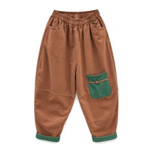Damskie Bawełniane Spodnie Jeansowe Harem - Brown, L