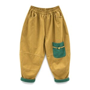 Damskie Bawełniane Spodnie Jeansowe Harem - Yellow, M