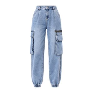Damski Komplet Jeansowy - Garnitur Z Kieszeniami - Single pants, XL