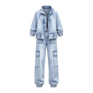 Damski Zestaw - Jeans - Kurtka + Spodnie - Photo Color, XXXL