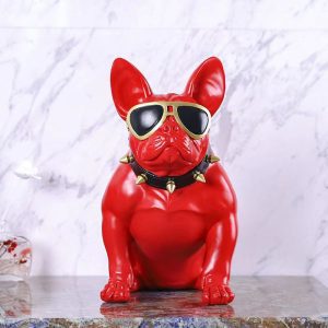 Figurka Buldog Francuski W Okularach Z Żywicy