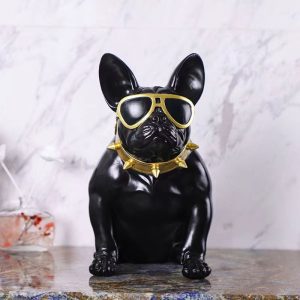 Figurka Buldog Francuski W Okularach Z Żywicy