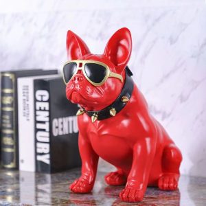 Figurka Buldog Francuski W Okularach Z Żywicy