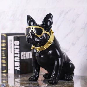 Figurka Buldog Francuski W Okularach Z Żywicy