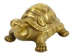 Figurka żółwia feng shui, złota - symbol bogactwa i szczęścia