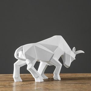 Geometryczna Figurka  Byka - Z Żywicy - Biały