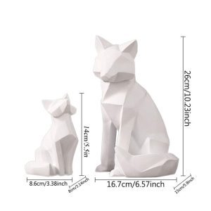 Biała Rzeźba Geometryczna Kot Z Żywicy