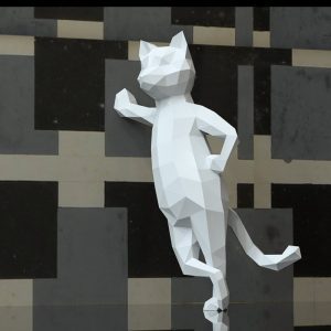 Ręcznie Wykonany 3D Stojący Kot Z Papieru - Piękna Rzeźba I Dekoracja