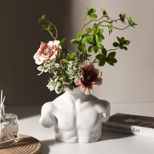 Nowoczesny Srebrny Ceramiczny Tors  - Wazon Na Kwiaty iI Dekoracje