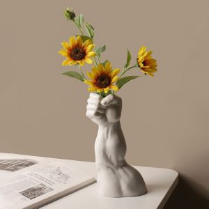 Nowoczesny Srebrny Ceramiczny Tors  - Wazon Na Kwiaty iI Dekoracje