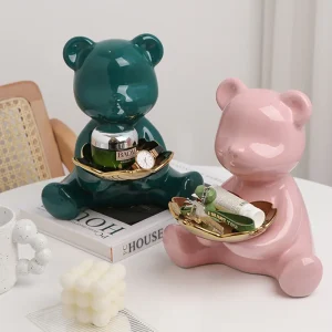 Luksusowa Galwaniczna Figurka - Niedźwiedź Ceramiczny