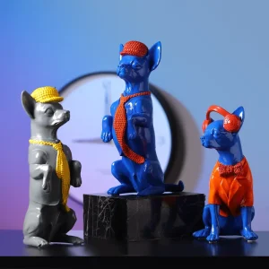 Figurka psa chihuahua ze słuchawkami z żywicy, ozdoba na półkę - zdjęcie produktu