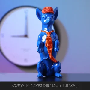 Figurka psa chihuahua ze słuchawkami z żywicy, ozdoba na półkę - zdjęcie produktu