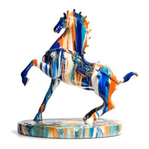 Ręcznie wykonana nordycka rzeźba konia - Unikalna dekoracja domu - Colorful horse