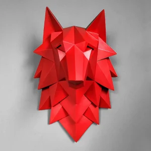 Rzeźba 3D wilka - Nowoczesna dekoracja ścienno-wieszana w stylu nordyckim