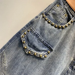 Spodnie Jeans  Haremowe z Diamentowym Wzorem
