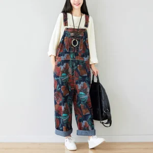 Jeansowe Ogrodniczki Damskie - Boyfriend Fit, Casual Look