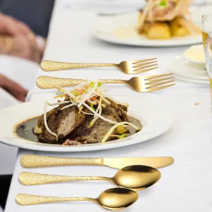 Sztućce ze stali nierdzewnej z motywem skóry węża, zestaw - zdjęcie produktu