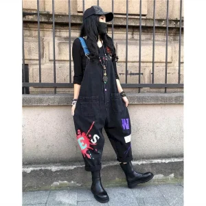 Jeansowe kombinezony damskie w stylu Casual z nadrukiem