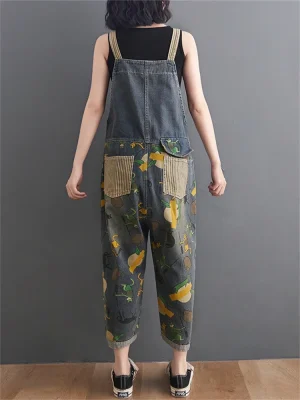 Damskie Spodnie Jeansowe Vintage - Luźne, Patchworkowe