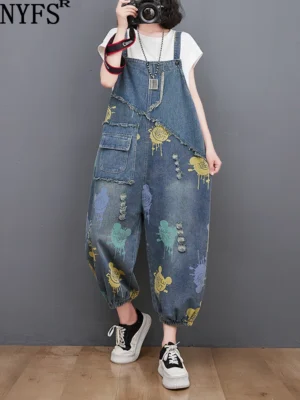 Luźne spodnie ogrodniczki Plus Size – Stylowe i komfortowe